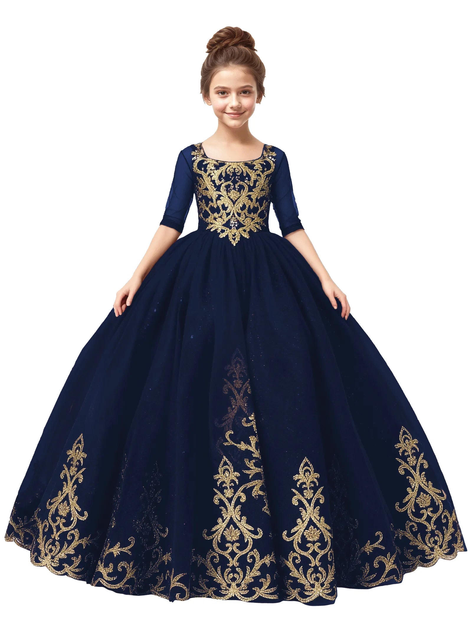 Girls Embroidered Tulle Dress for Pageants or Holiday Photos | Fynony Girls Embroidered Tulle Dress for Pageants or Holiday Photos | Fynony