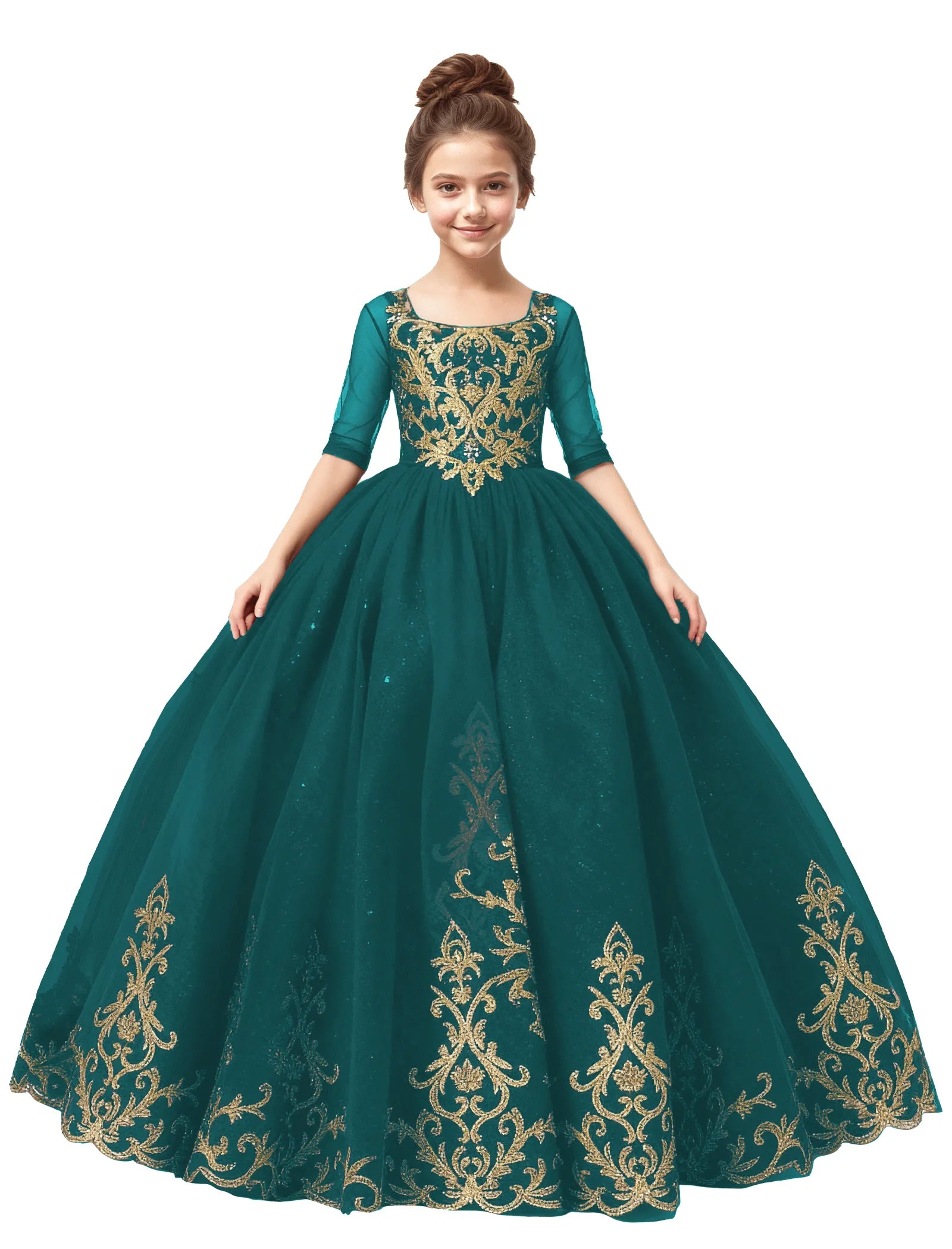 Girls Embroidered Tulle Dress for Pageants or Holiday Photos | Fynony Girls Embroidered Tulle Dress for Pageants or Holiday Photos | Fynony