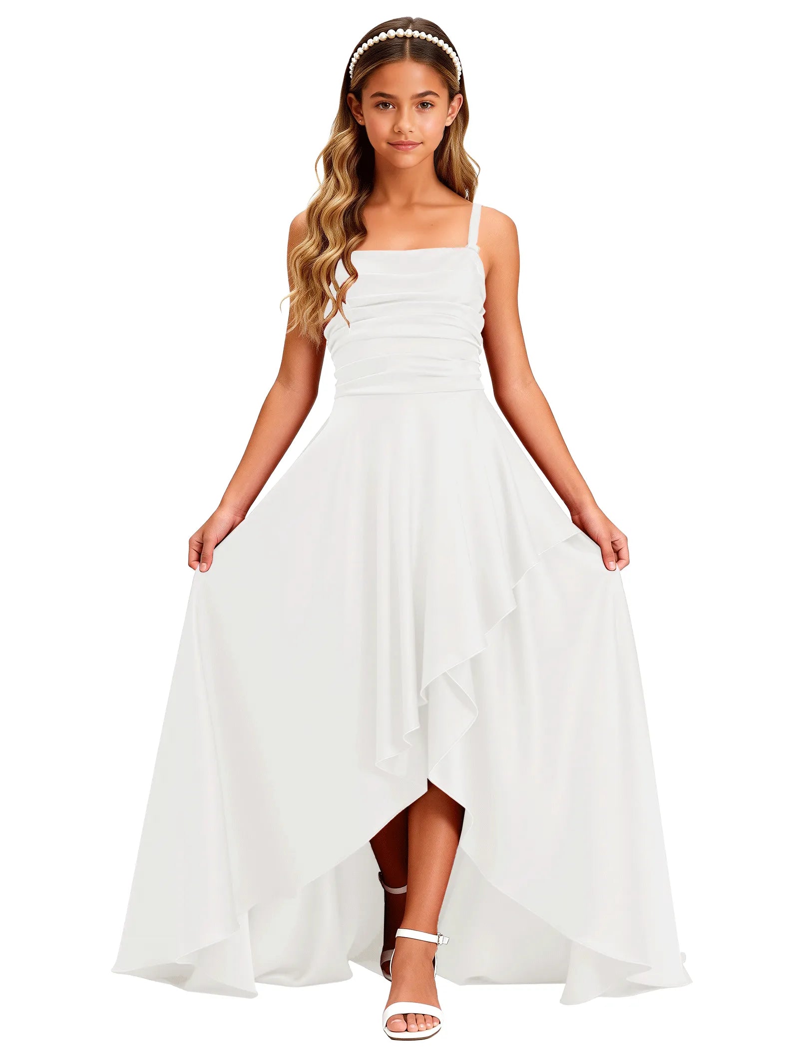 Girls Satin High-Low Party Dress