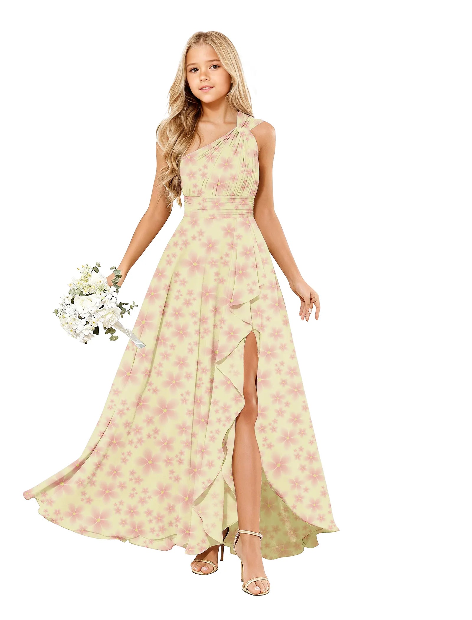 Blossom Breeze One-Shoulder Flower Girl Gown