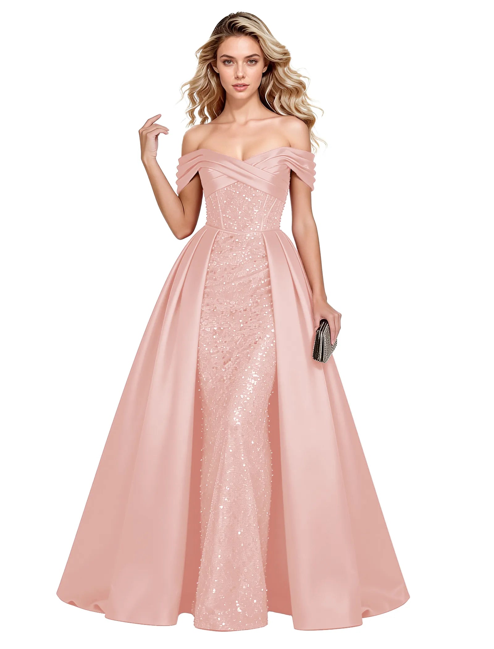 Off Shoulder Velvet Sequin Ball Gown