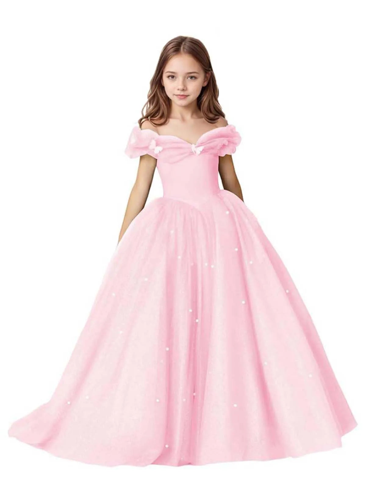 Luna Pearl-Embellished Flower Girl Ball Gown