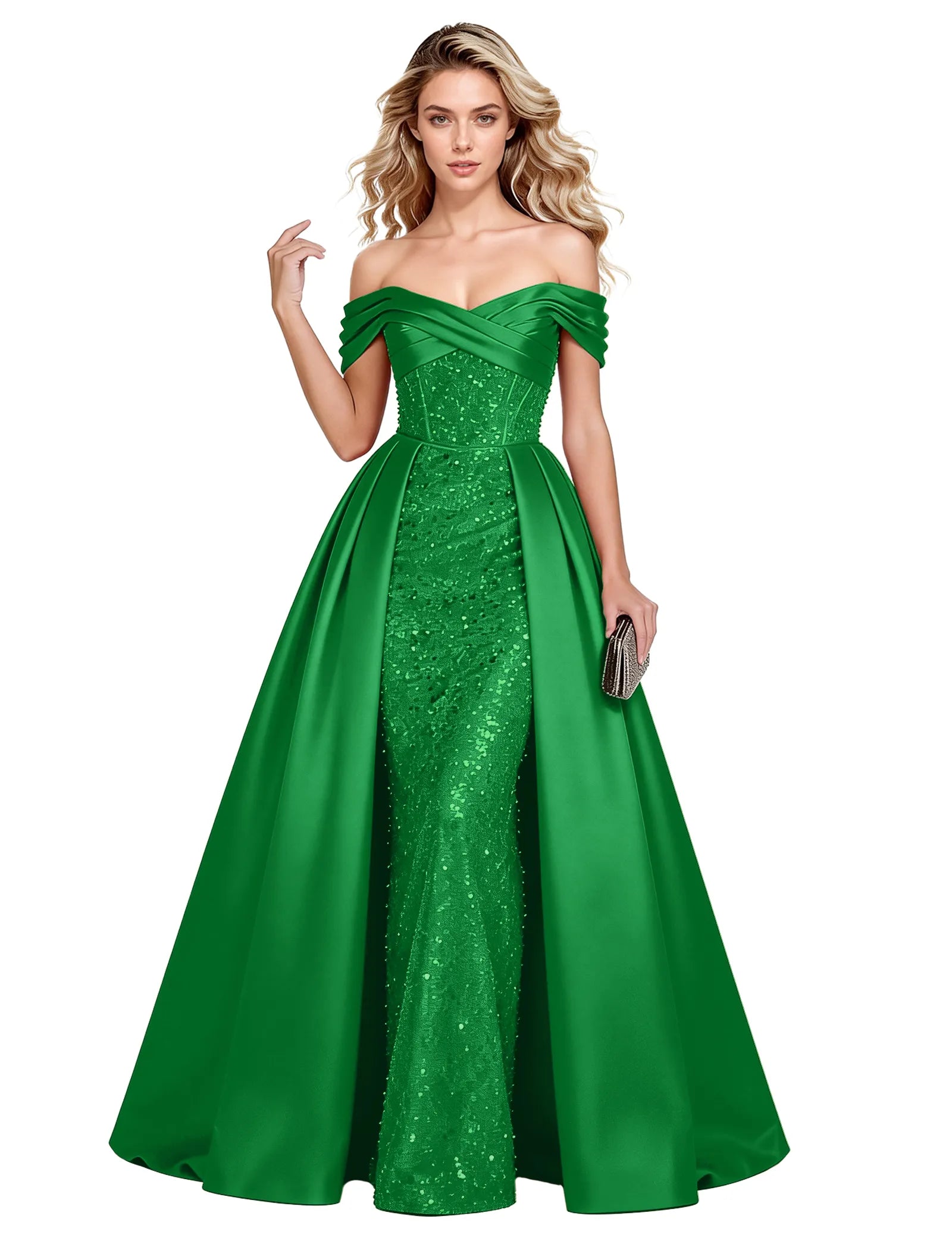 Off Shoulder Velvet Sequin Ball Gown