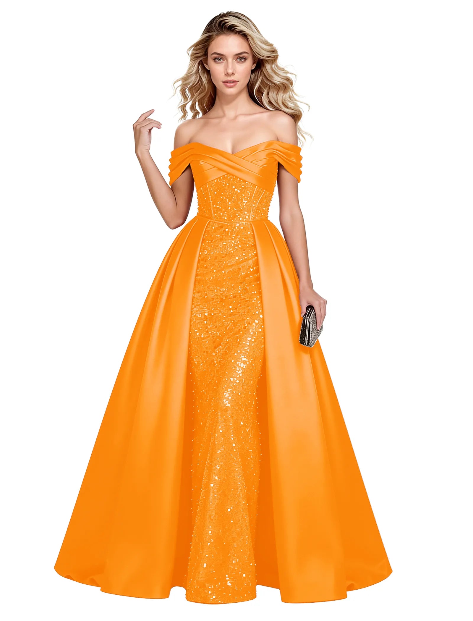 Off Shoulder Velvet Sequin Ball Gown