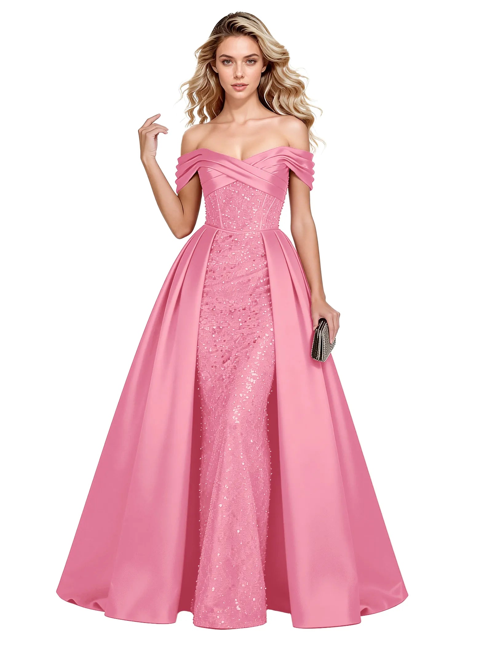 Off Shoulder Velvet Sequin Ball Gown