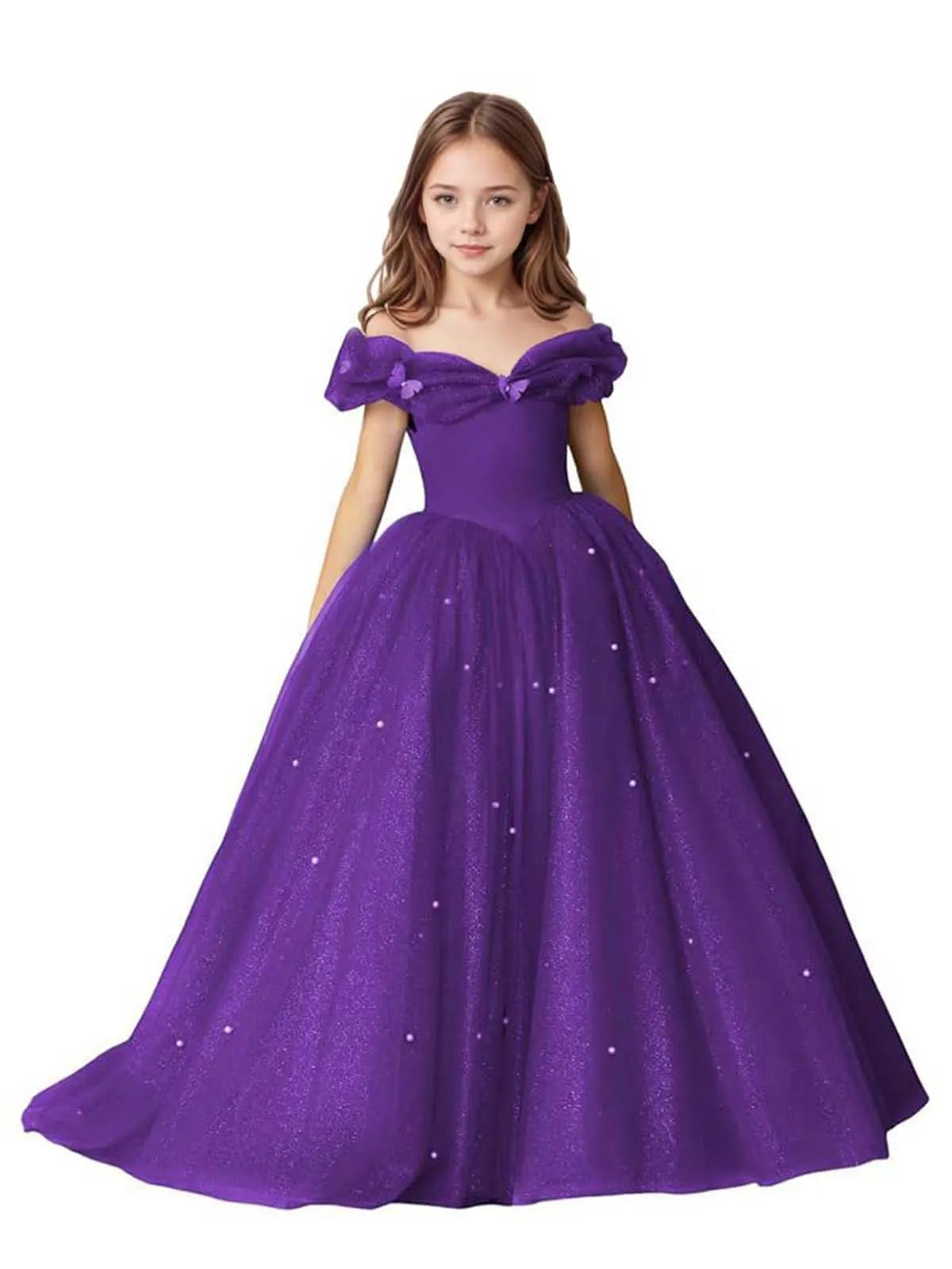 Luna Pearl-Embellished Flower Girl Ball Gown