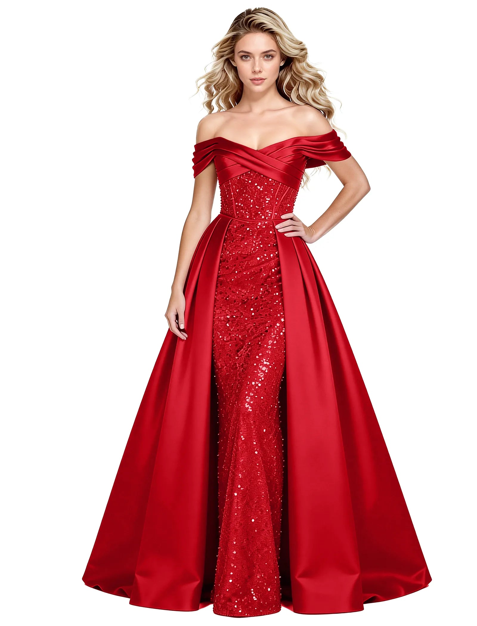 Off Shoulder Velvet Sequin Ball Gown