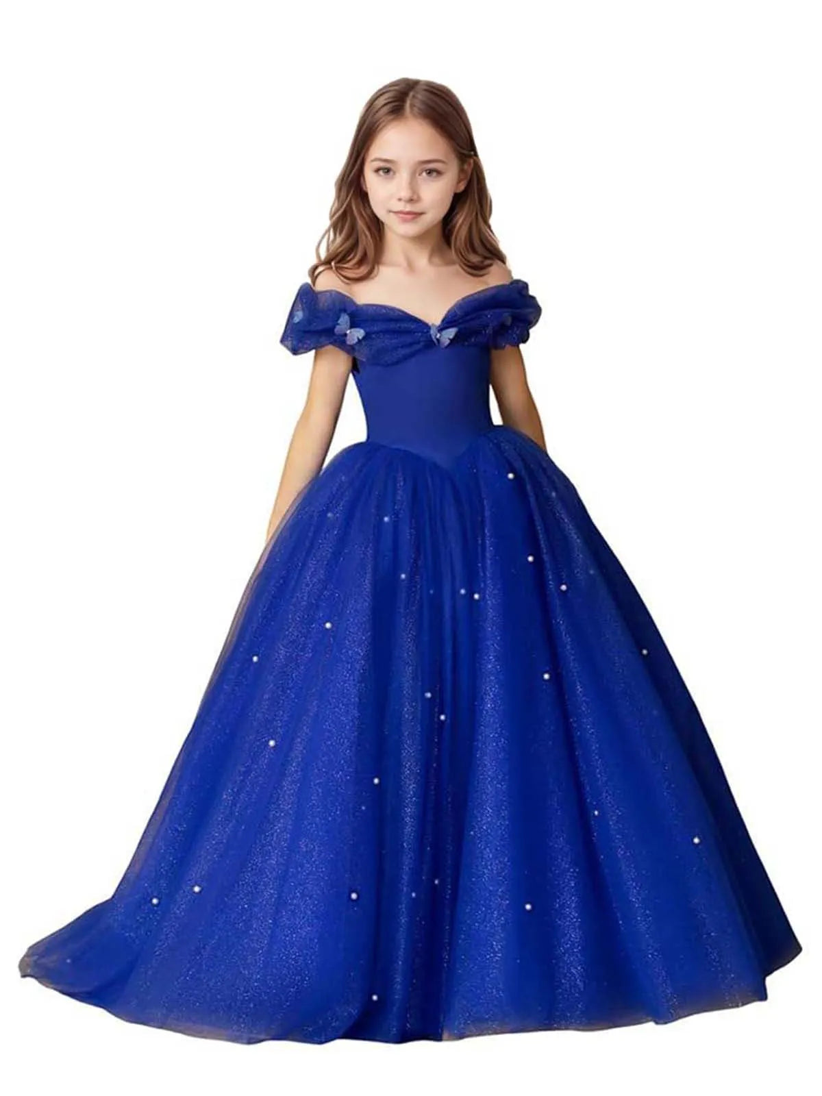 Luna Pearl-Embellished Flower Girl Ball Gown