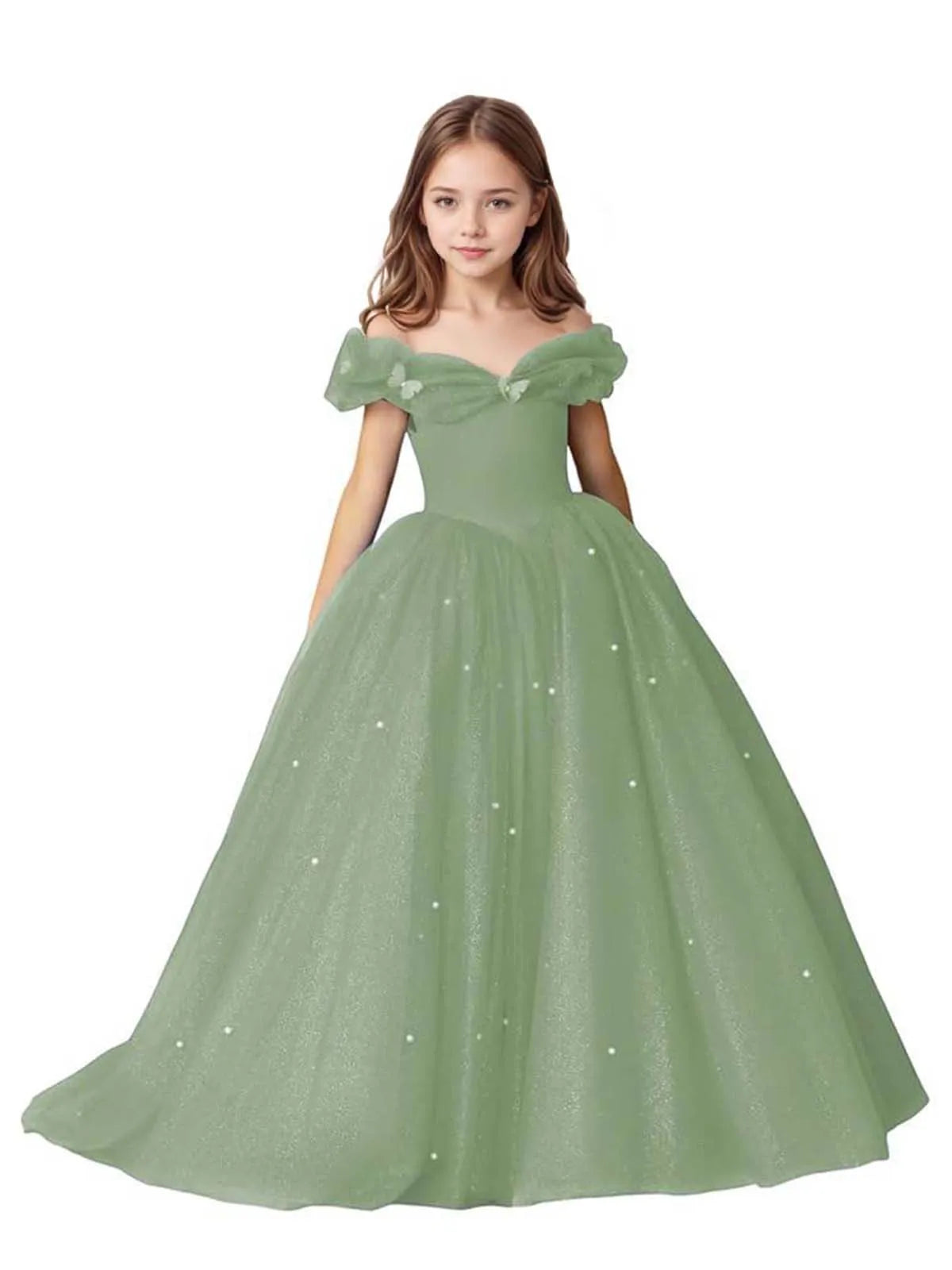 Luna Pearl-Embellished Flower Girl Ball Gown