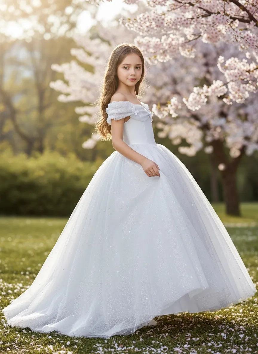 Luna Pearl-Embellished Flower Girl Ball Gown