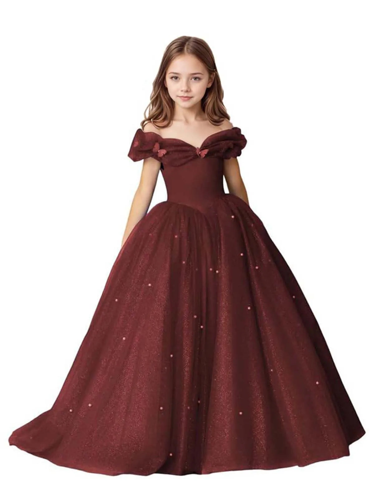 Luna Pearl-Embellished Flower Girl Ball Gown