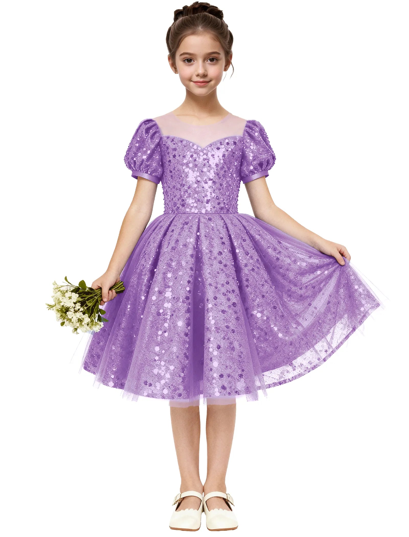 Sequin Tulle Princess Party Dress for Girls
