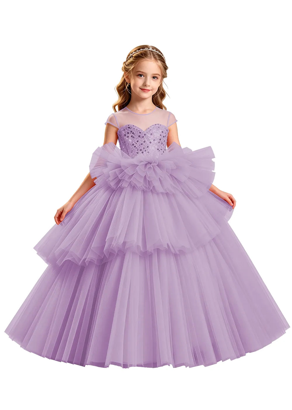 Vestido de princesa sin mangas de encaje