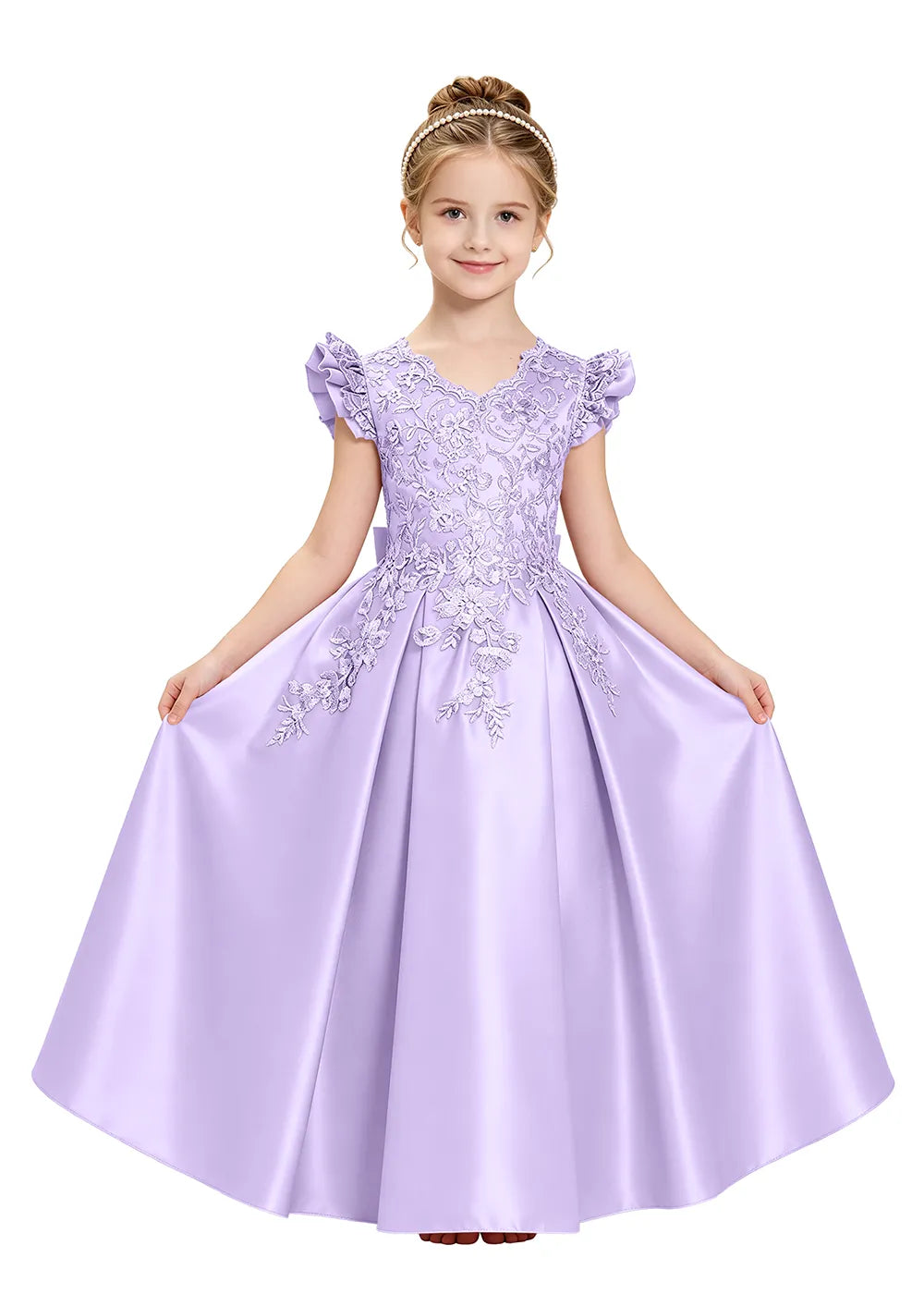 Embroidered Lace Satin Princess Ball Gown