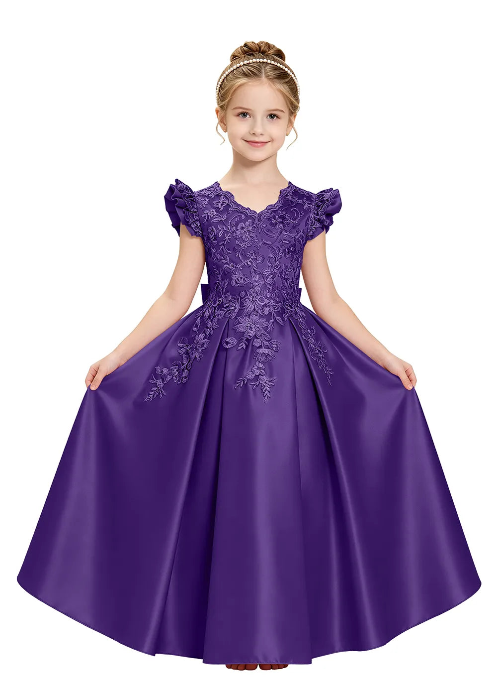 Embroidered Lace Satin Princess Ball Gown