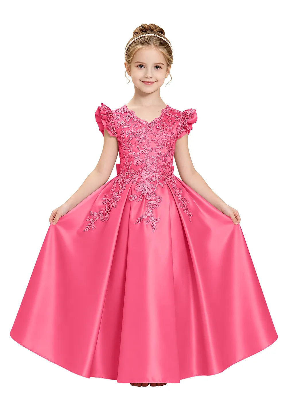Embroidered Lace Satin Princess Ball Gown