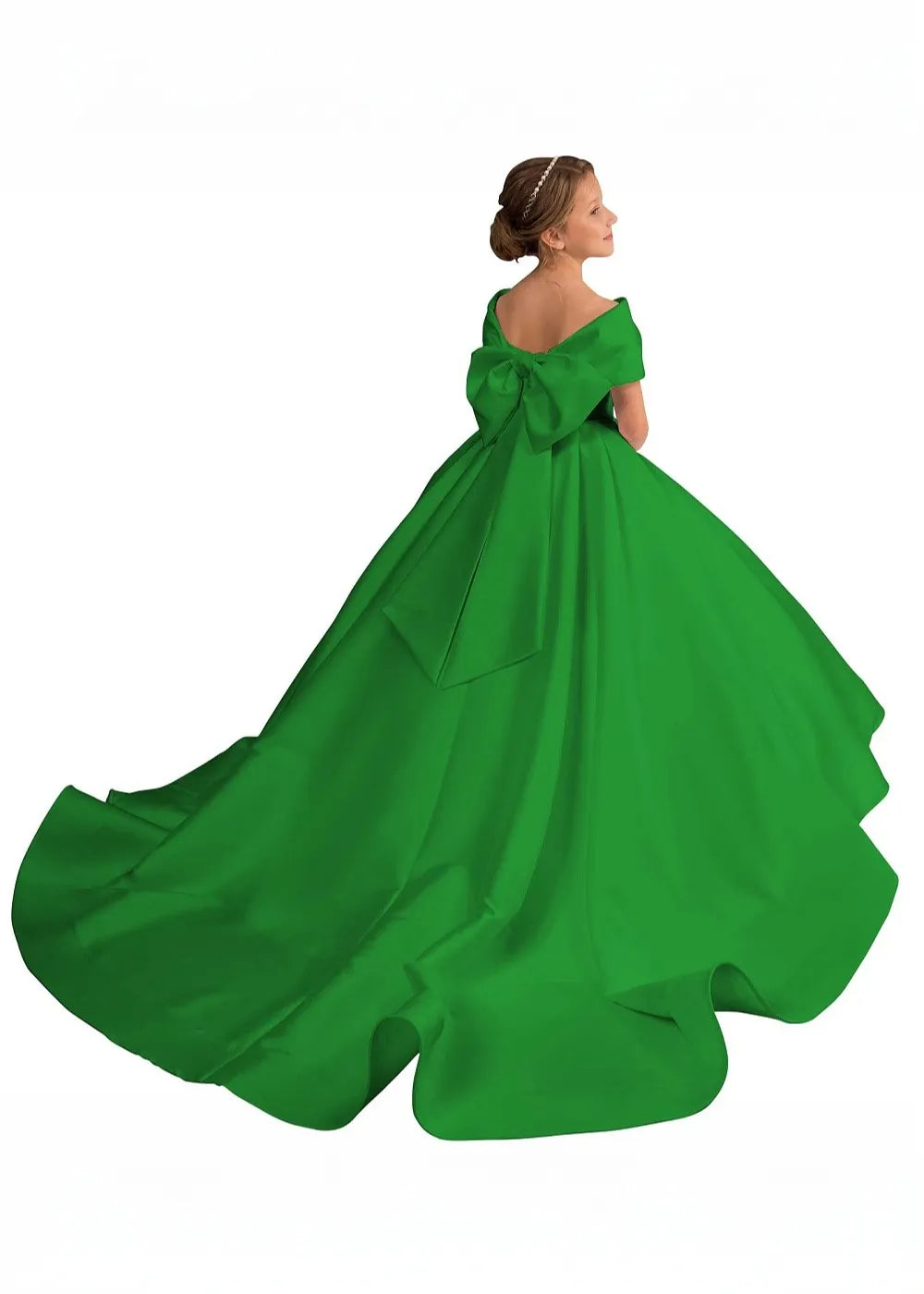 Fairy Bow Off-Shoulder Satin Princess Dress