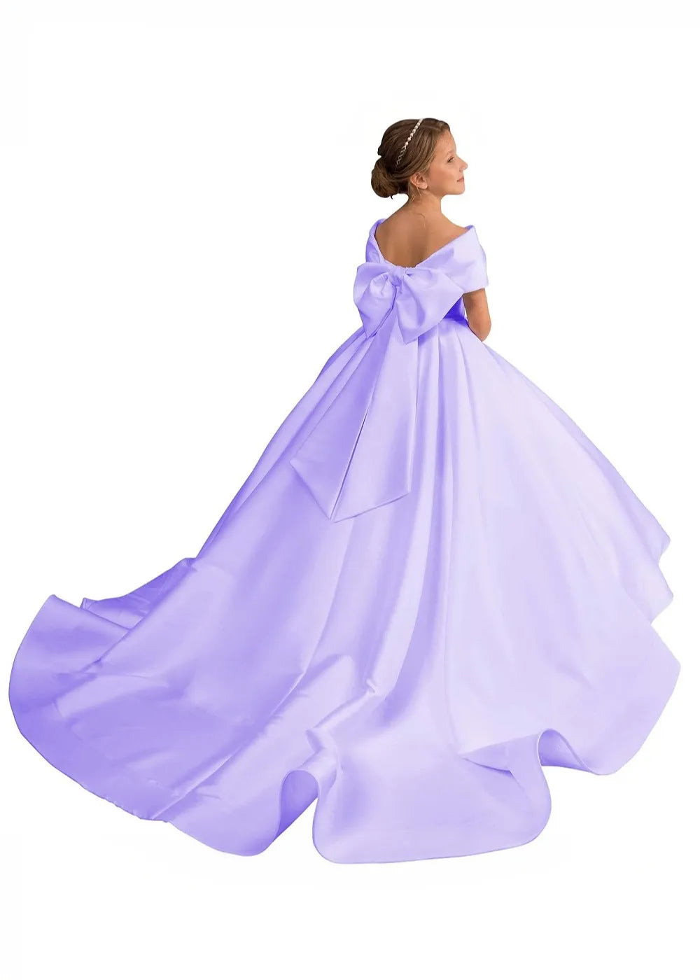 Fairy Bow Off-Shoulder Satin Princess Dress