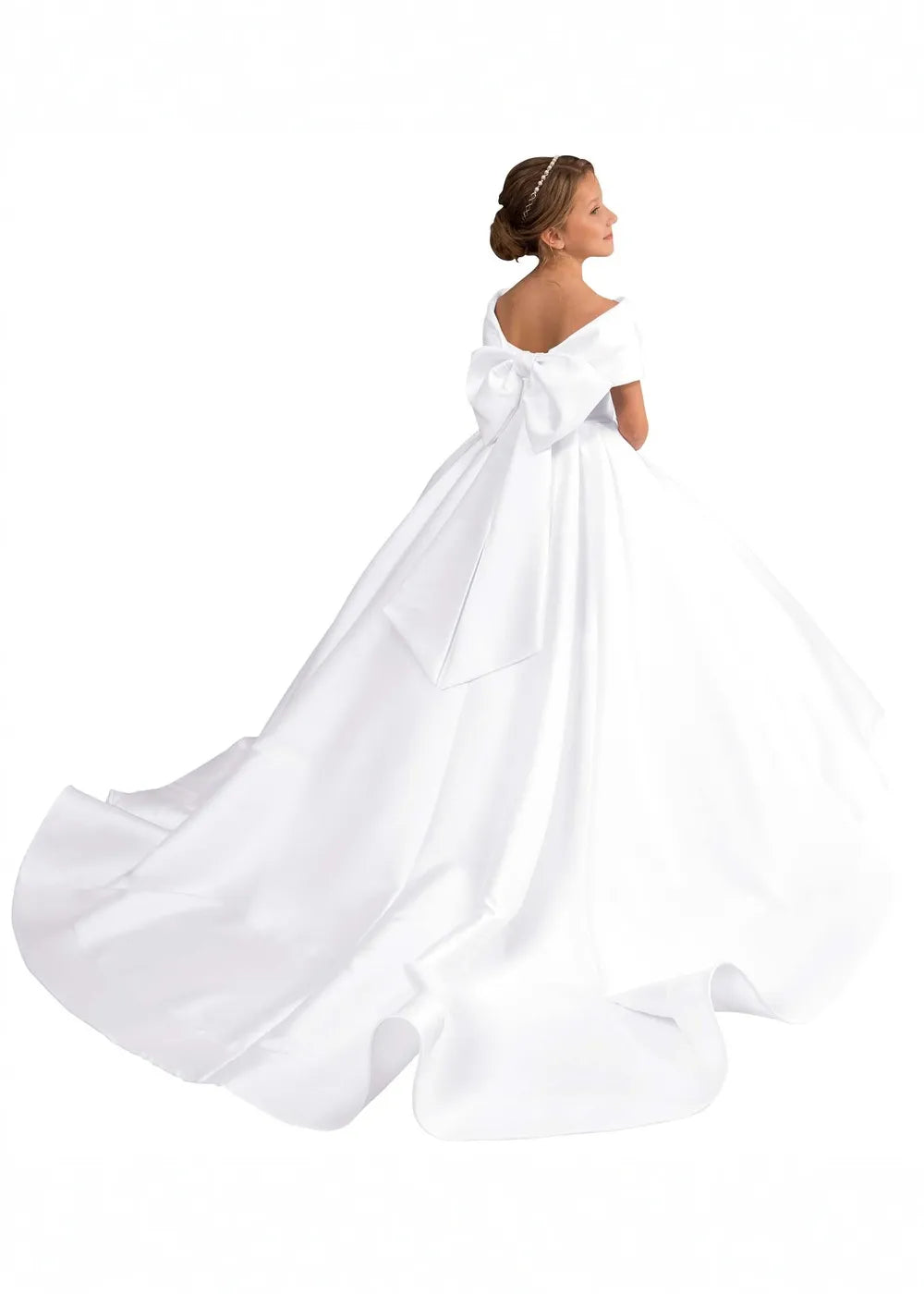 Fairy Bow Off-Shoulder Satin Princess Dress