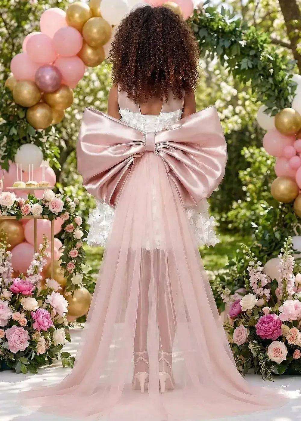 Bloom Couture Floral Appliqué Party Dress