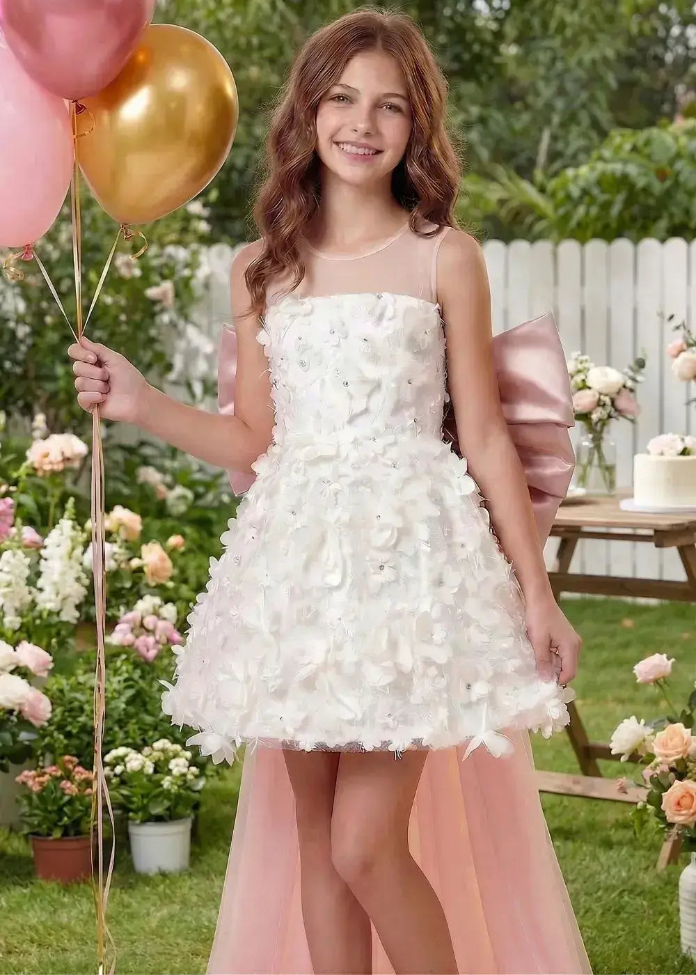 Vestido de princesa sin mangas de encaje
