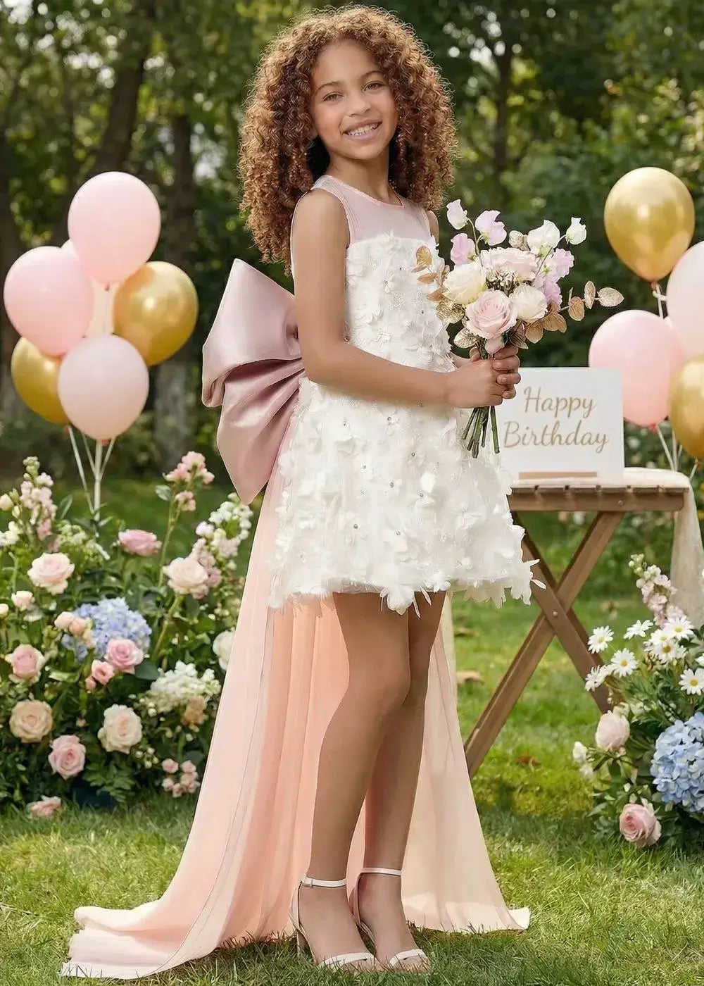 Vestido de princesa sin mangas de encaje