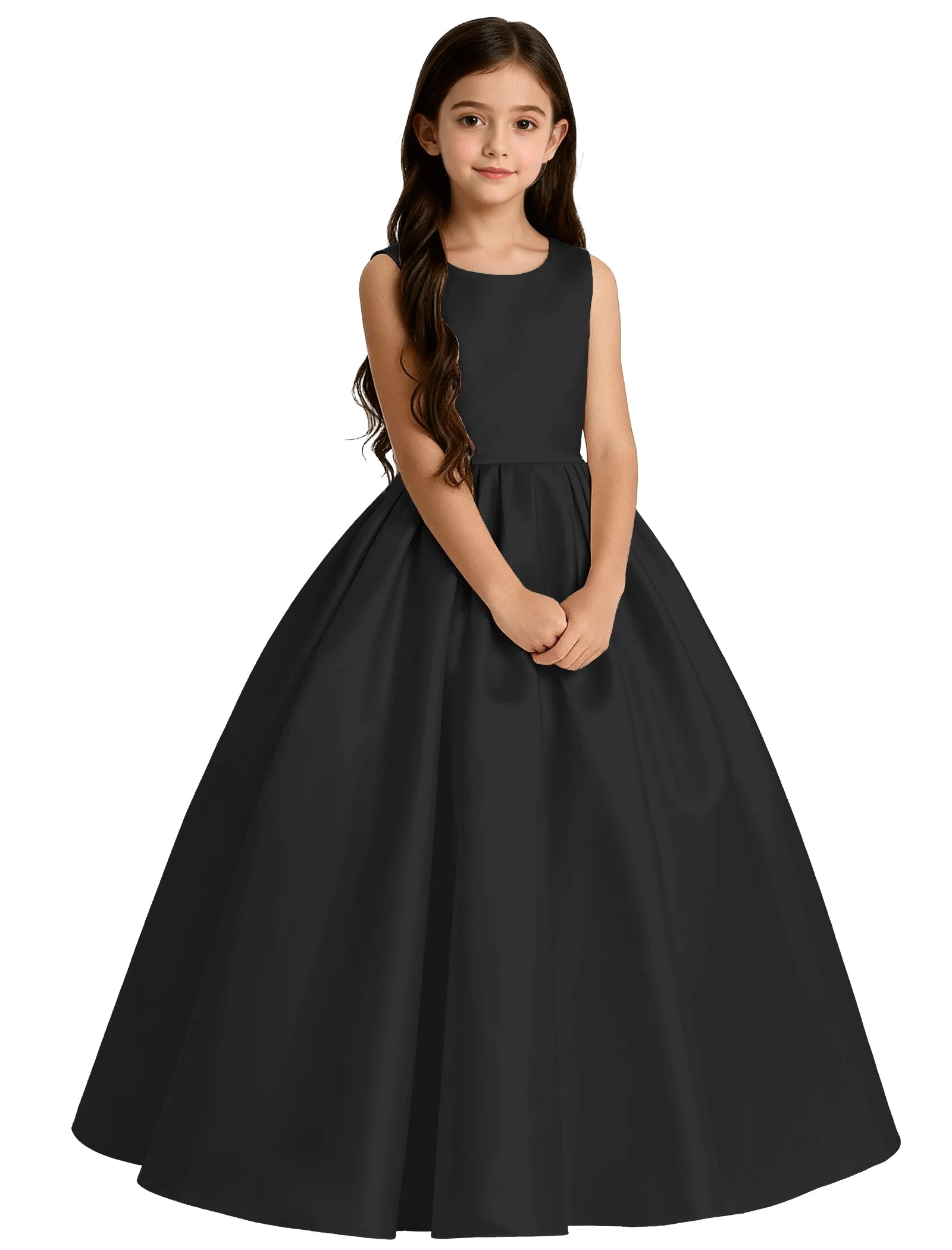 Girls Satin Flower Girl Dress with Oversized Bow