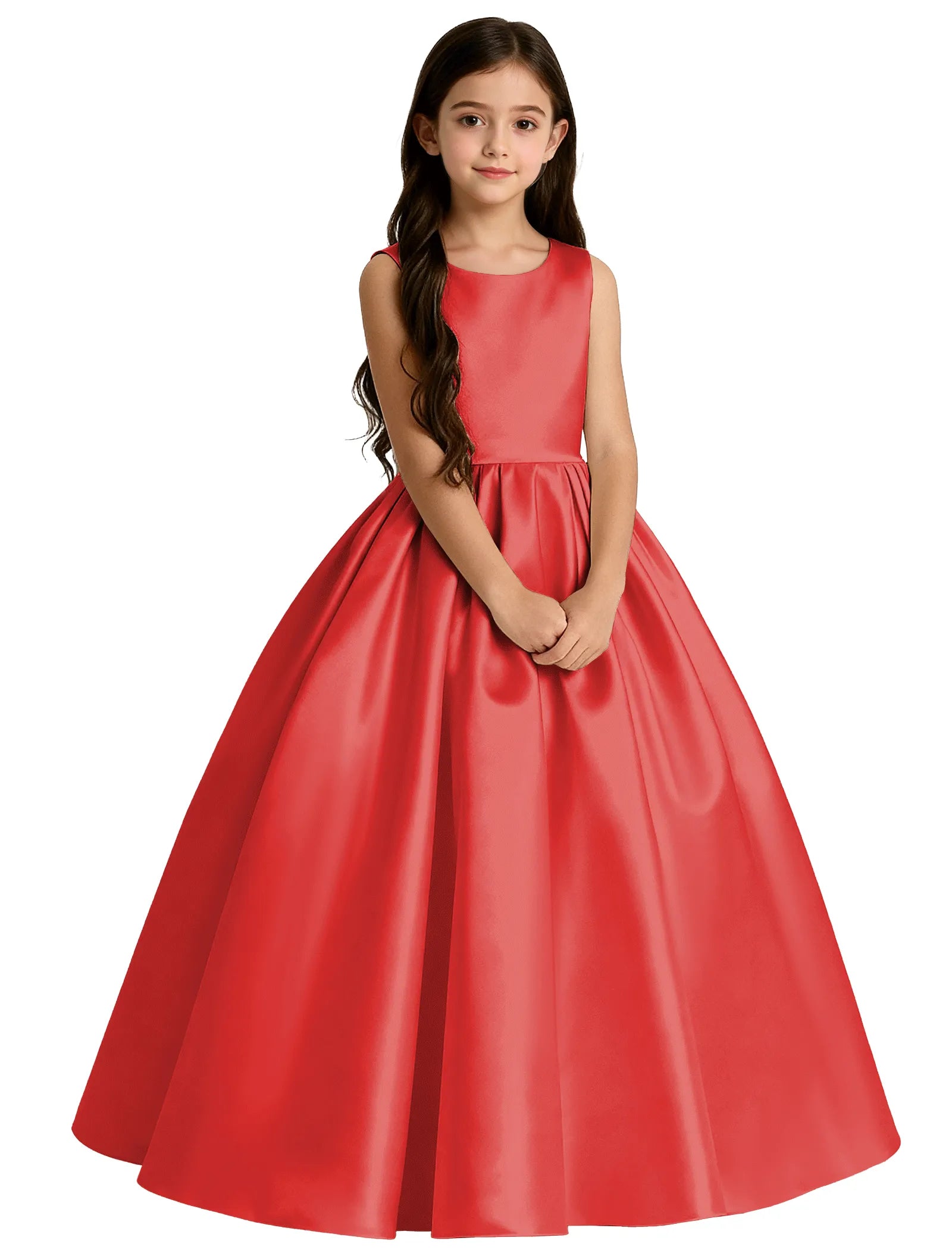 Girls Satin Flower Girl Dress with Oversized Bow