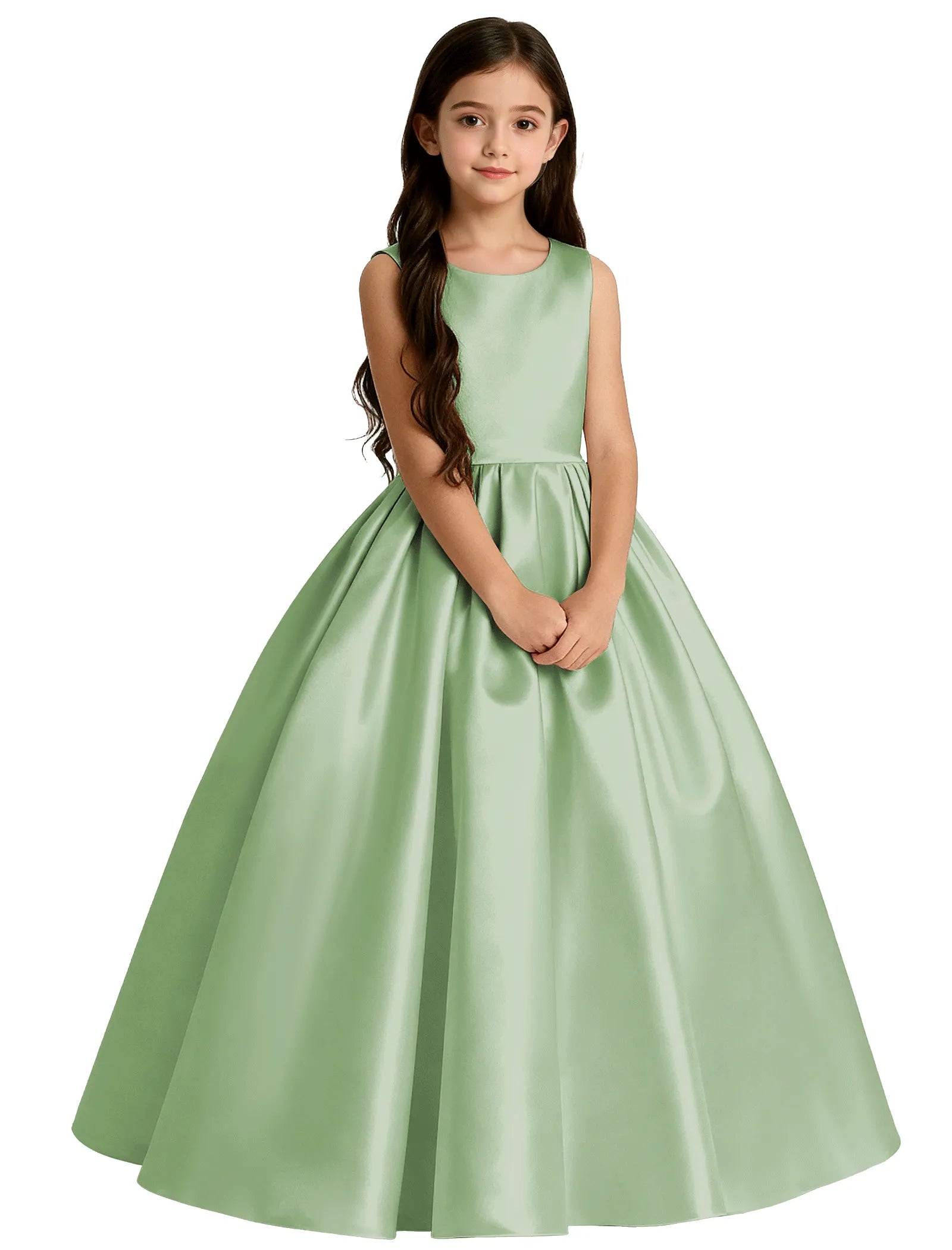 Girls Satin Flower Girl Dress with Oversized Bow