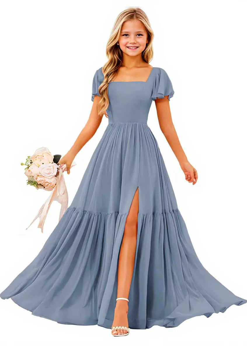 Short Sleeve Chiffon Maxi Dress for Flower Girls