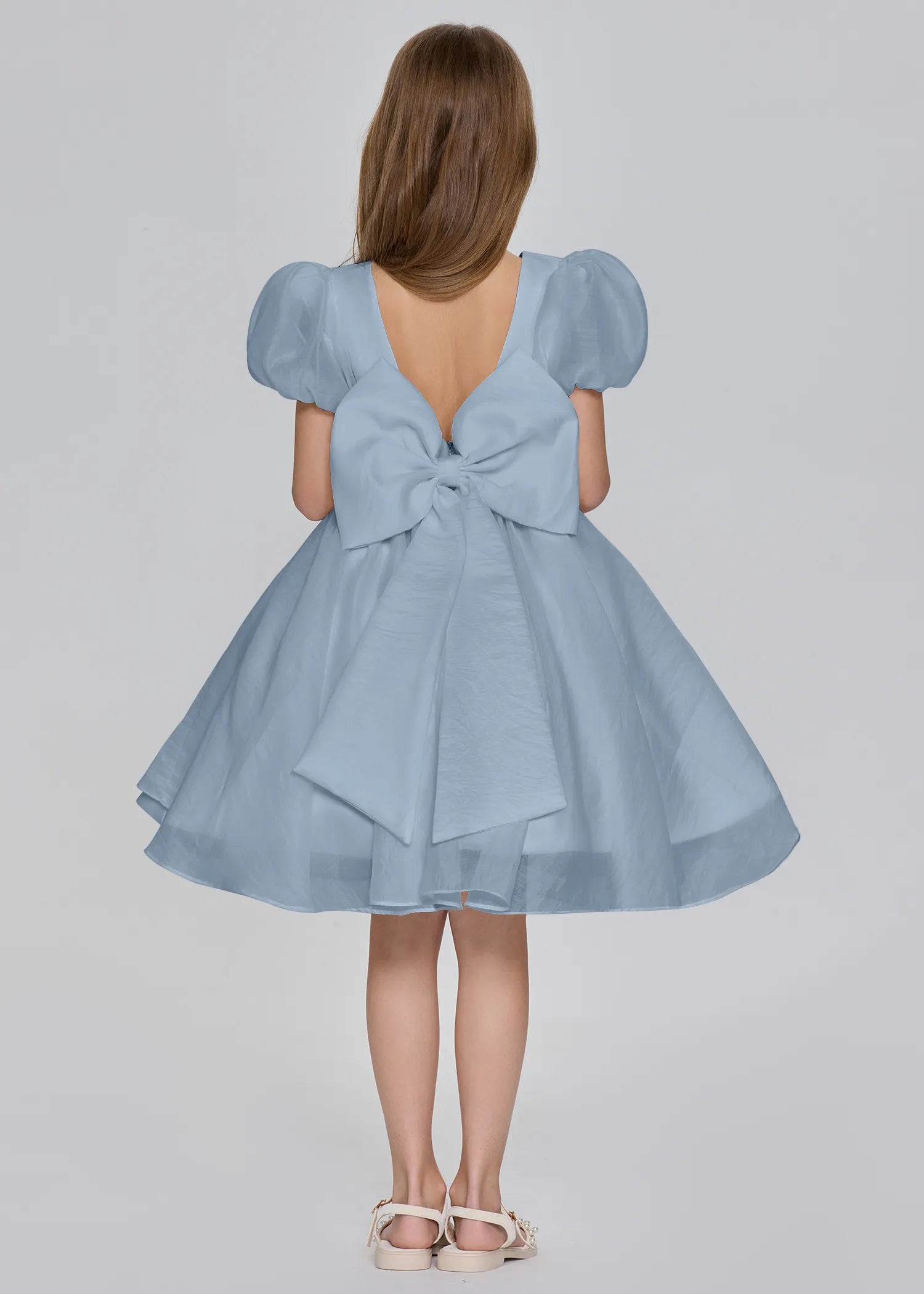 Puff Sleeve Princess Flower Girl Dress