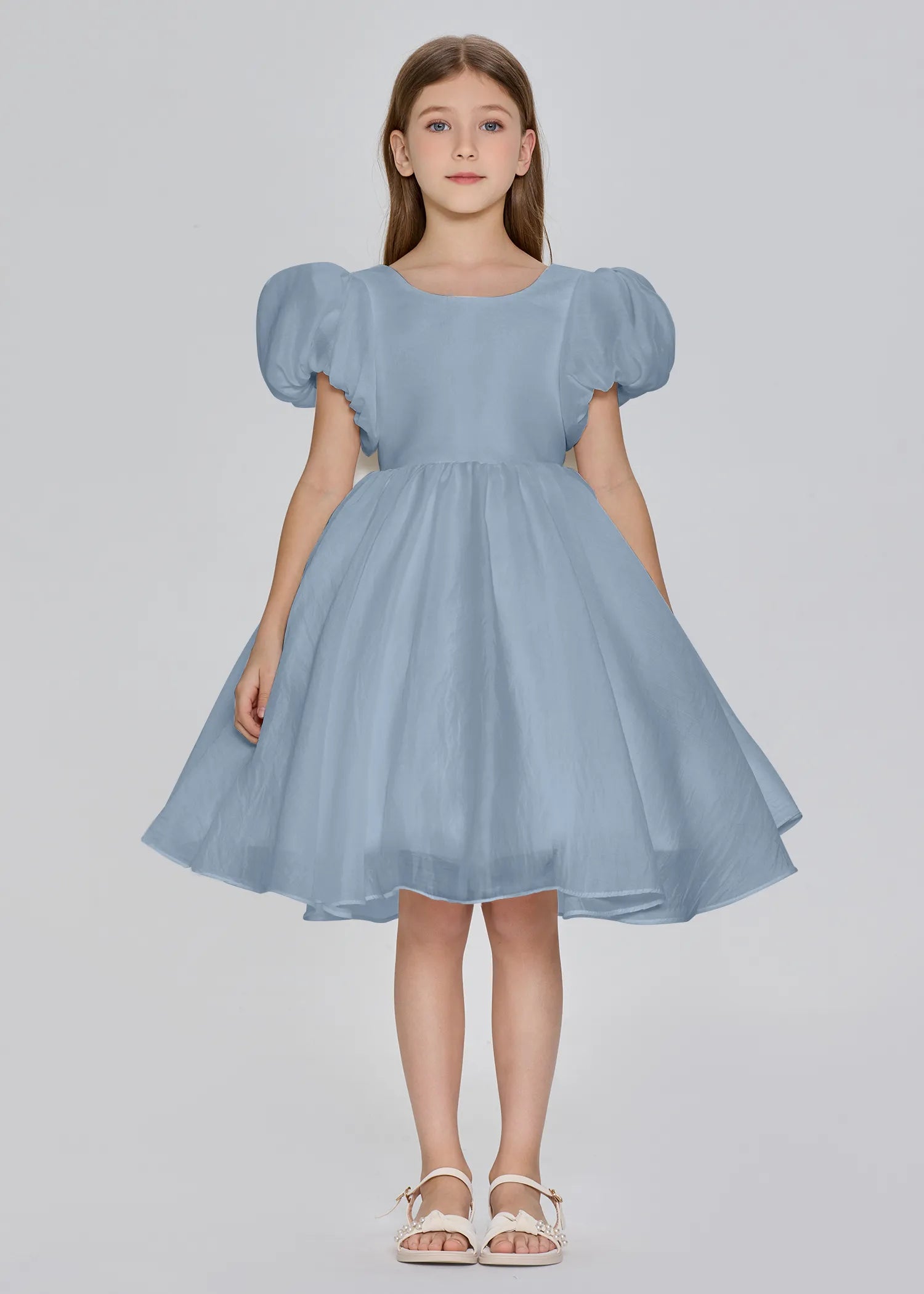 Puff Sleeve Princess Flower Girl Dress
