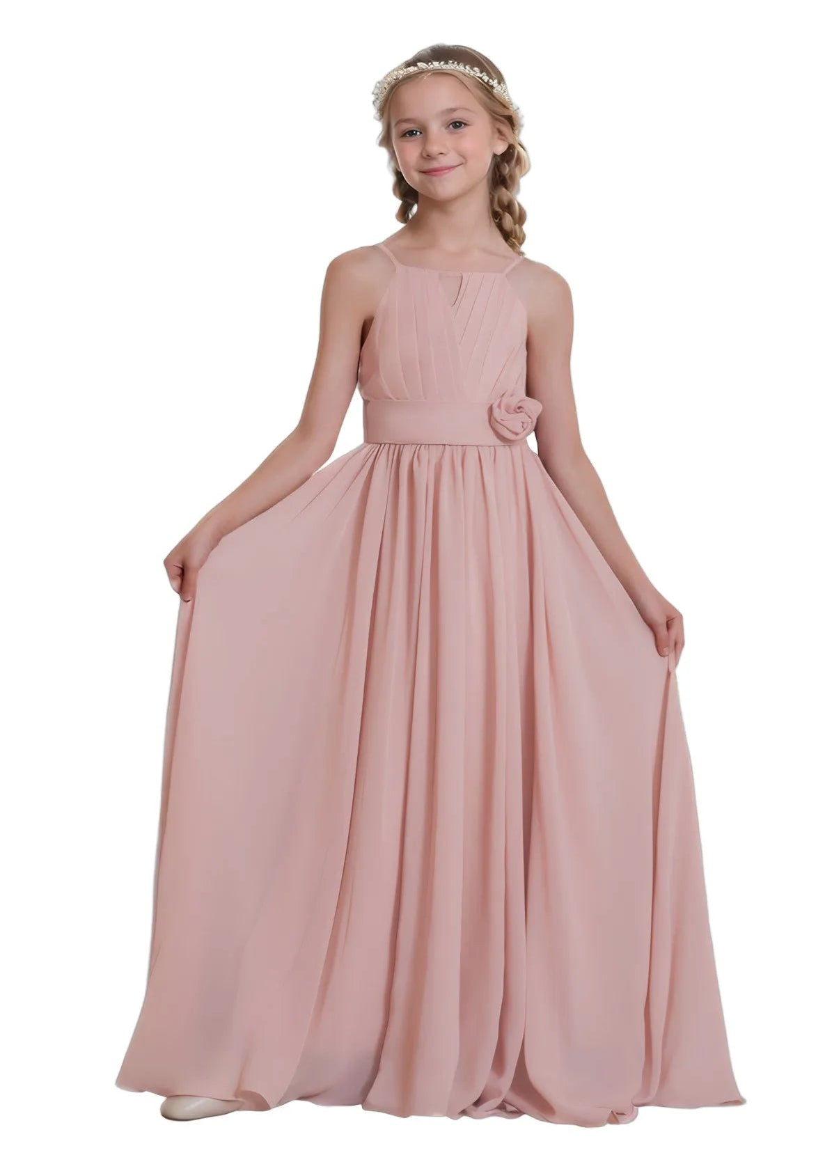 Bohemian Chiffon Junior Bridesmaid Maxi Dress