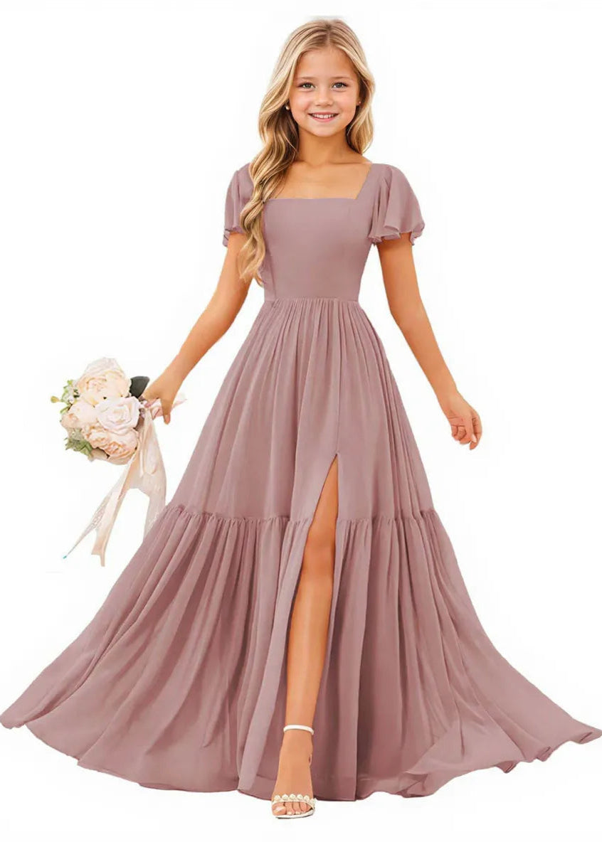 Short Sleeve Chiffon Maxi Dress for Flower Girls