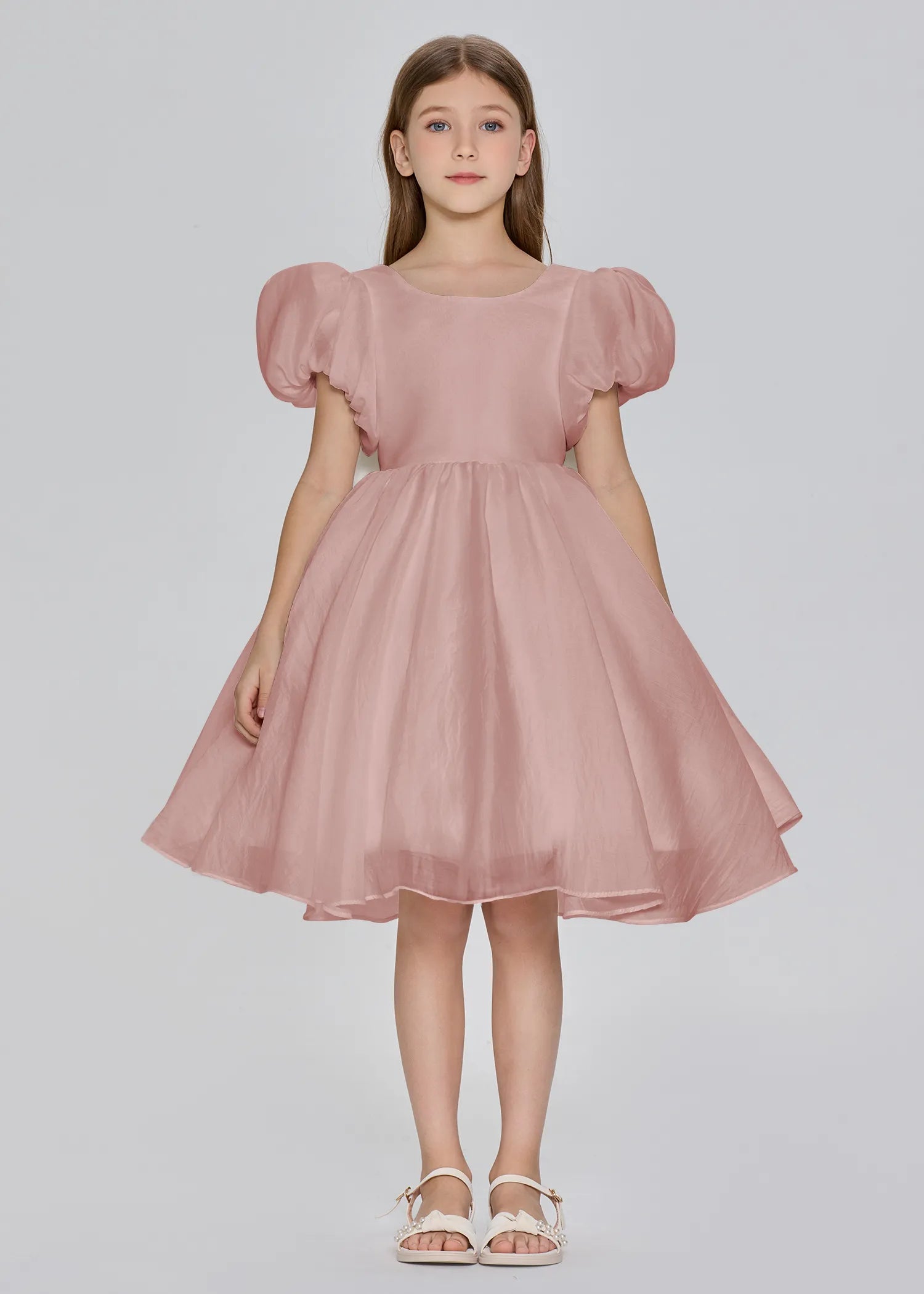Puff Sleeve Princess Flower Girl Dress
