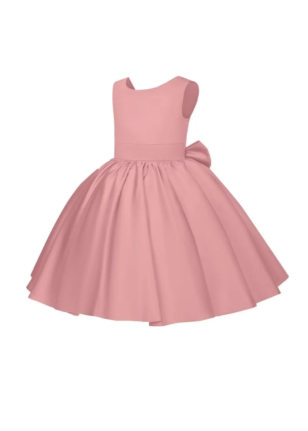 Pretty Bow V back Satin Flower Girl Dress