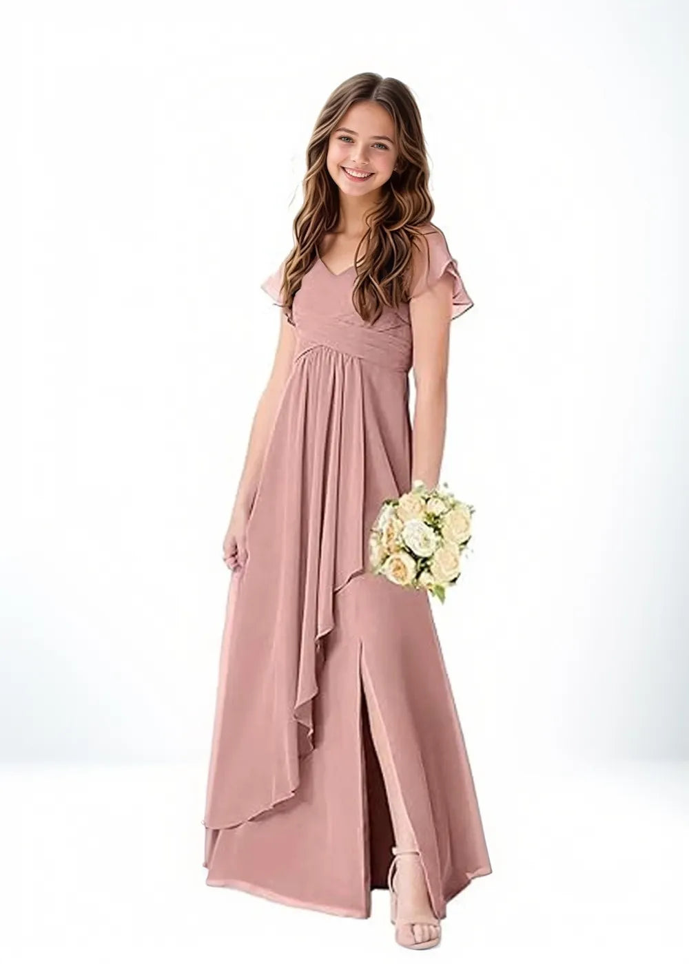 Flutter Sleeve Chiffon Maxi Dress