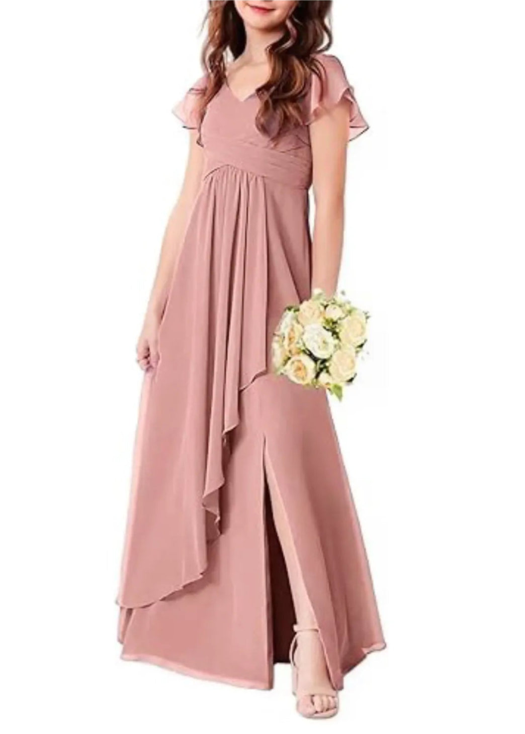 Flutter Sleeve Chiffon Maxi Dress