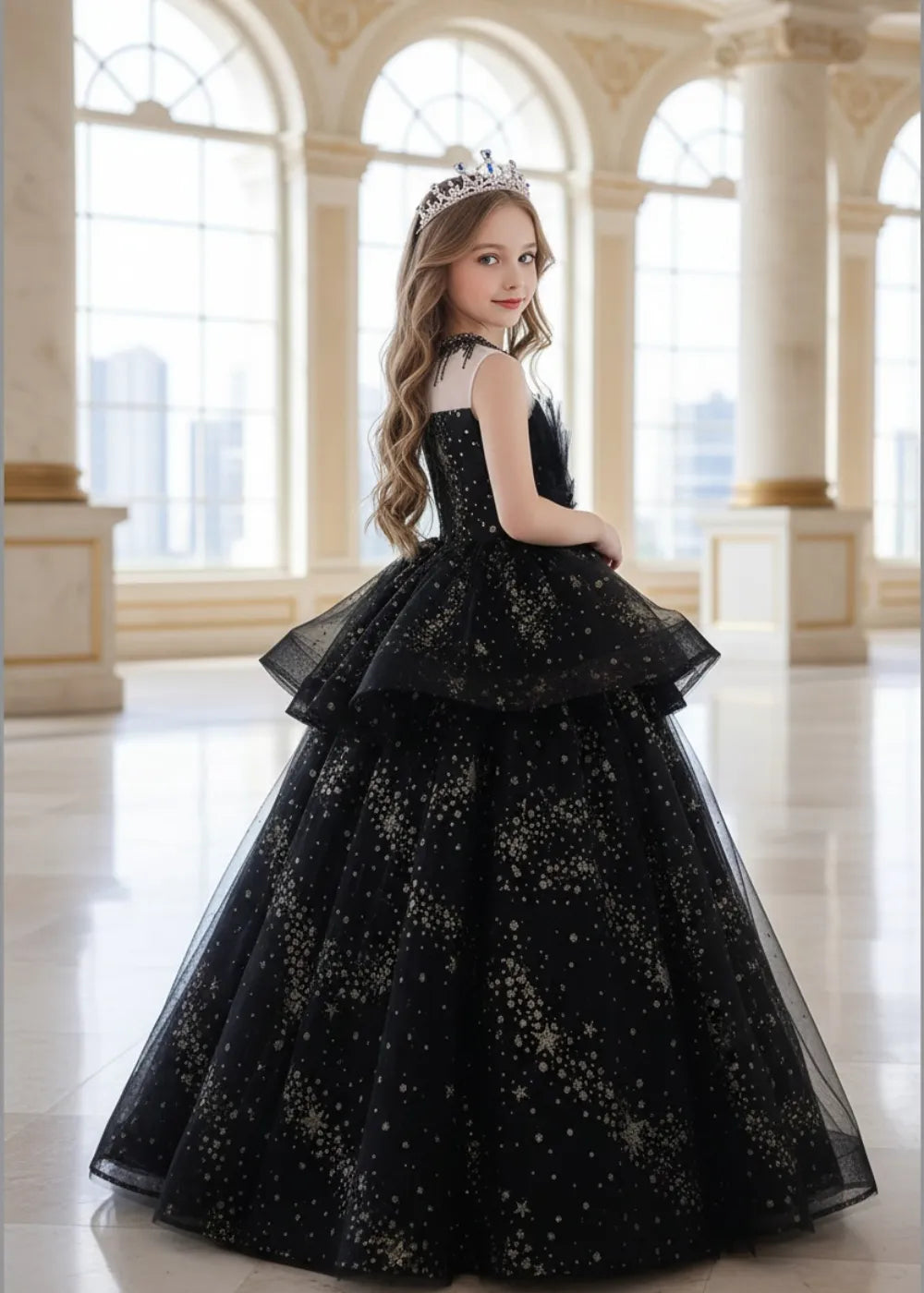 Starry Night Tulle Princess Pageant Dress for Girls