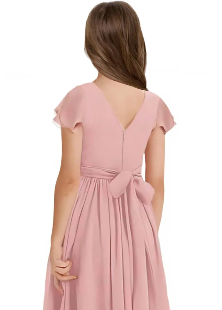 Elegant Square Neck Chiffon Maxi Dress