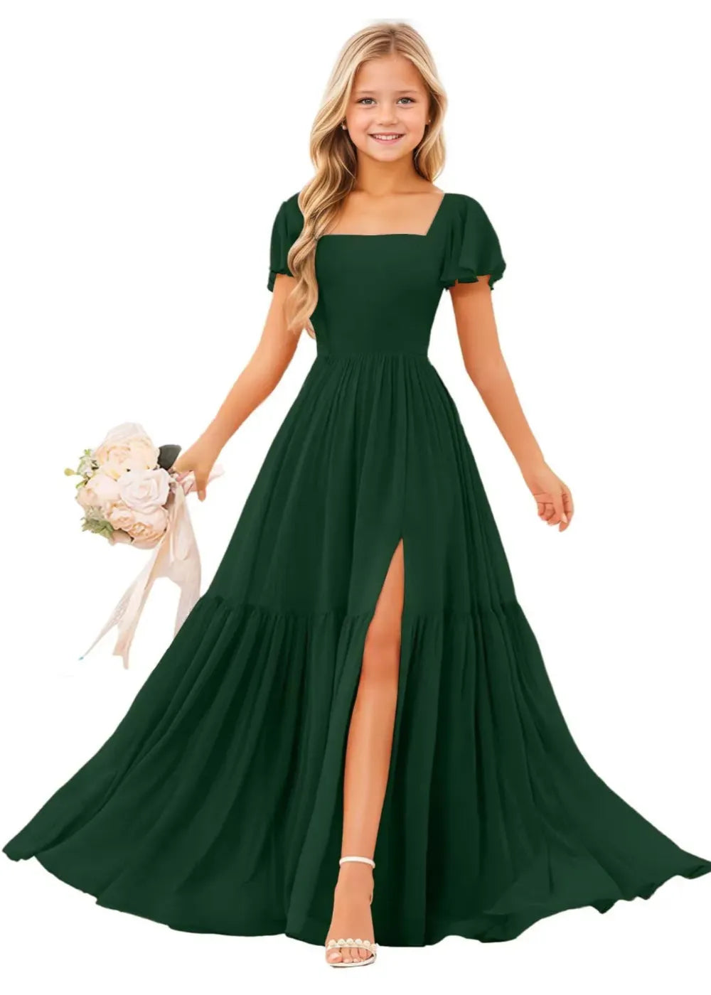 Short Sleeve Chiffon Maxi Dress for Flower Girls