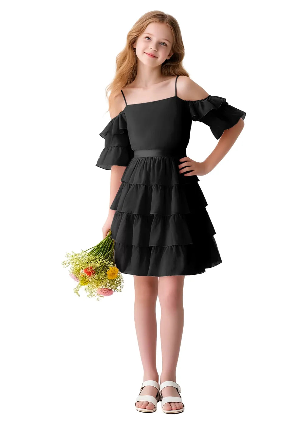 Flower Girl Dresses | Chiffon Ruffle Dress