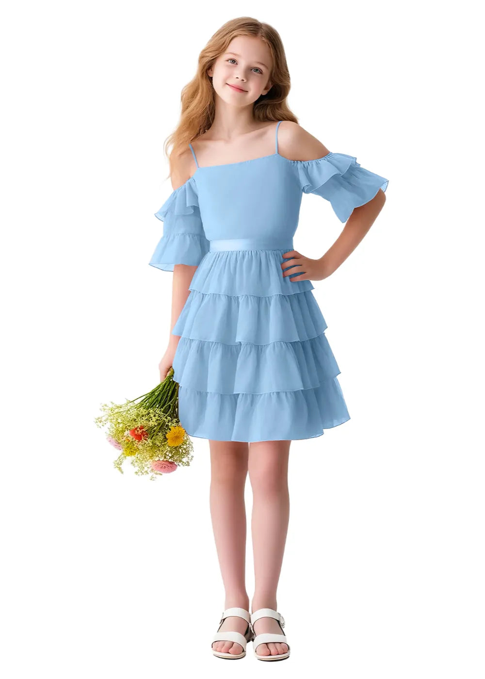 Flower Girl Dresses | Chiffon Ruffle Dress