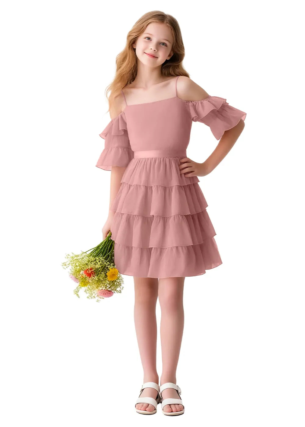 Flower Girl Dresses | Chiffon Ruffle Dress