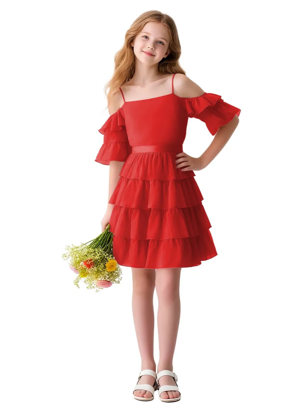 Flower Girl Dresses | Chiffon Ruffle Dress