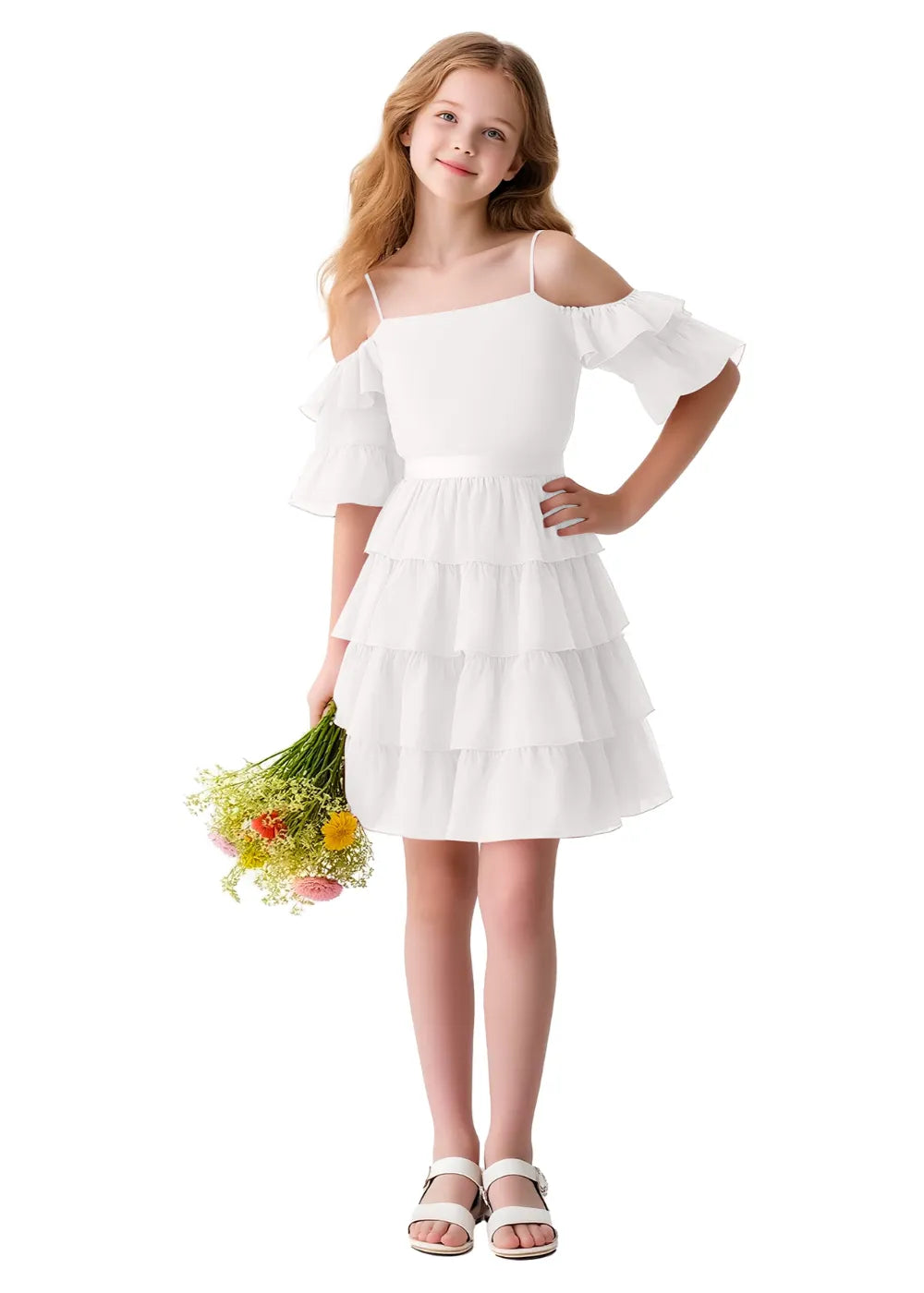 Flower Girl Dresses | Chiffon Ruffle Dress