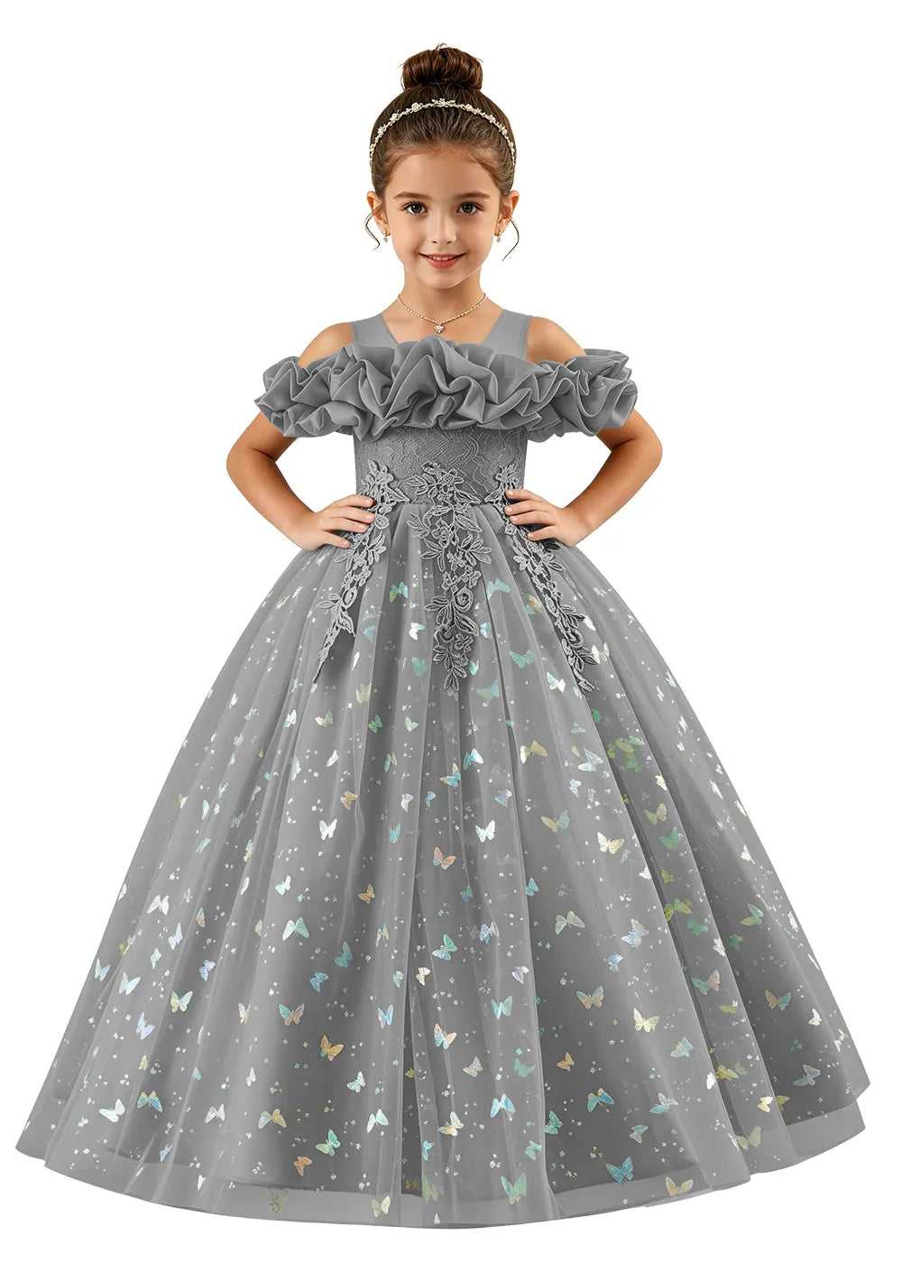 Spitzenkleid mit schulterfreiem Design