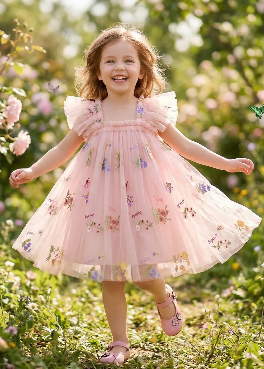 Toddler Fairy Wing Flower Girl Tulle Dress