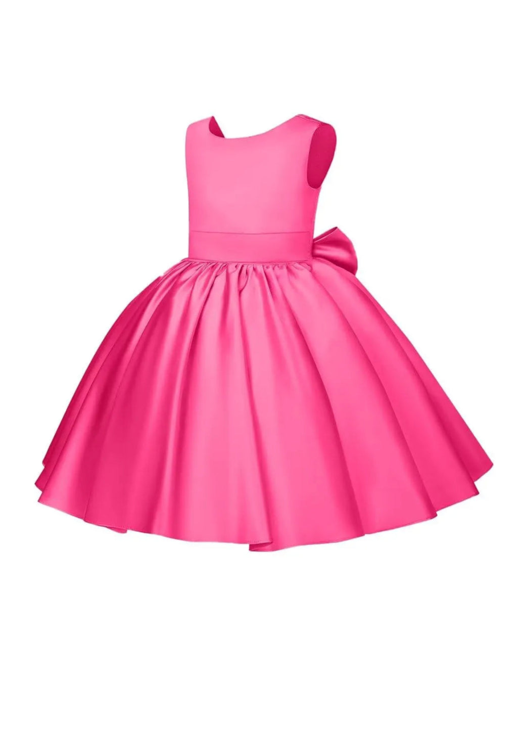 Pretty Bow V back Satin Flower Girl Dress