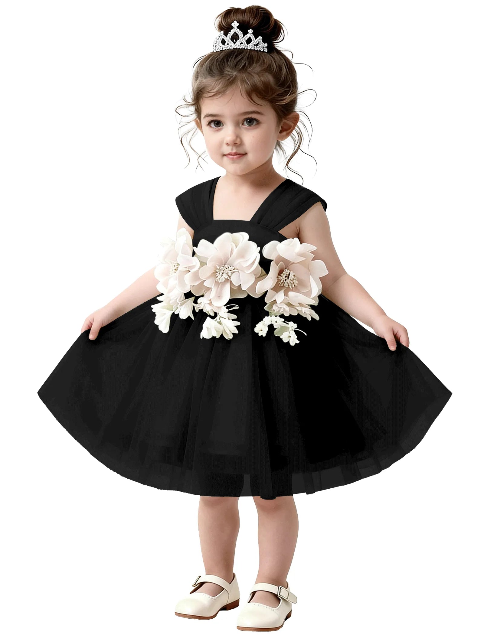 3D Flower Tulle Dress for Toddler Girls